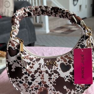 Betsey Johnson Brown & Cream Heart Spot Shoulder Bag